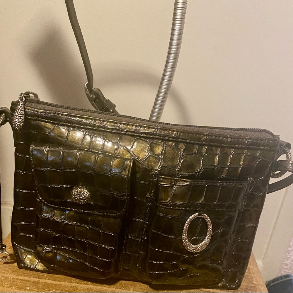 Brighton brand Cher Modern Mini handbag Brown & gold metallic color No flaws - Picture 7 of 16